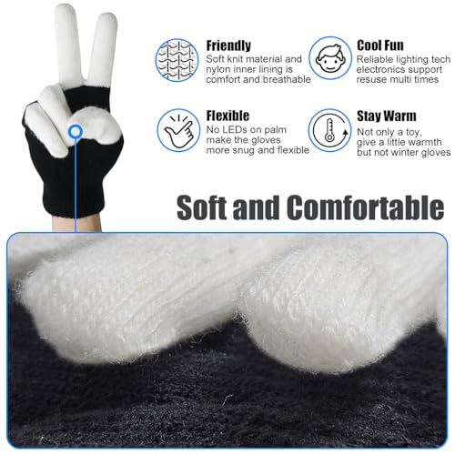 Luwint LED Light Up Gloves for Kids - Glow Finger Lights with 6 Modes, Soft Knit, Batteries Included