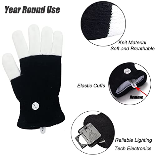 Luwint LED Light Up Gloves for Kids - Glow in the Dark Finger Lights with 6 Modes, 3 Sizes