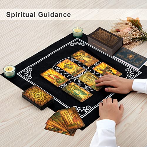 Luxury Gold Foil Tarot Deck – Rimless Borderless Design, Waterproof PVC, 78 Cards with Guidebook for Beginners