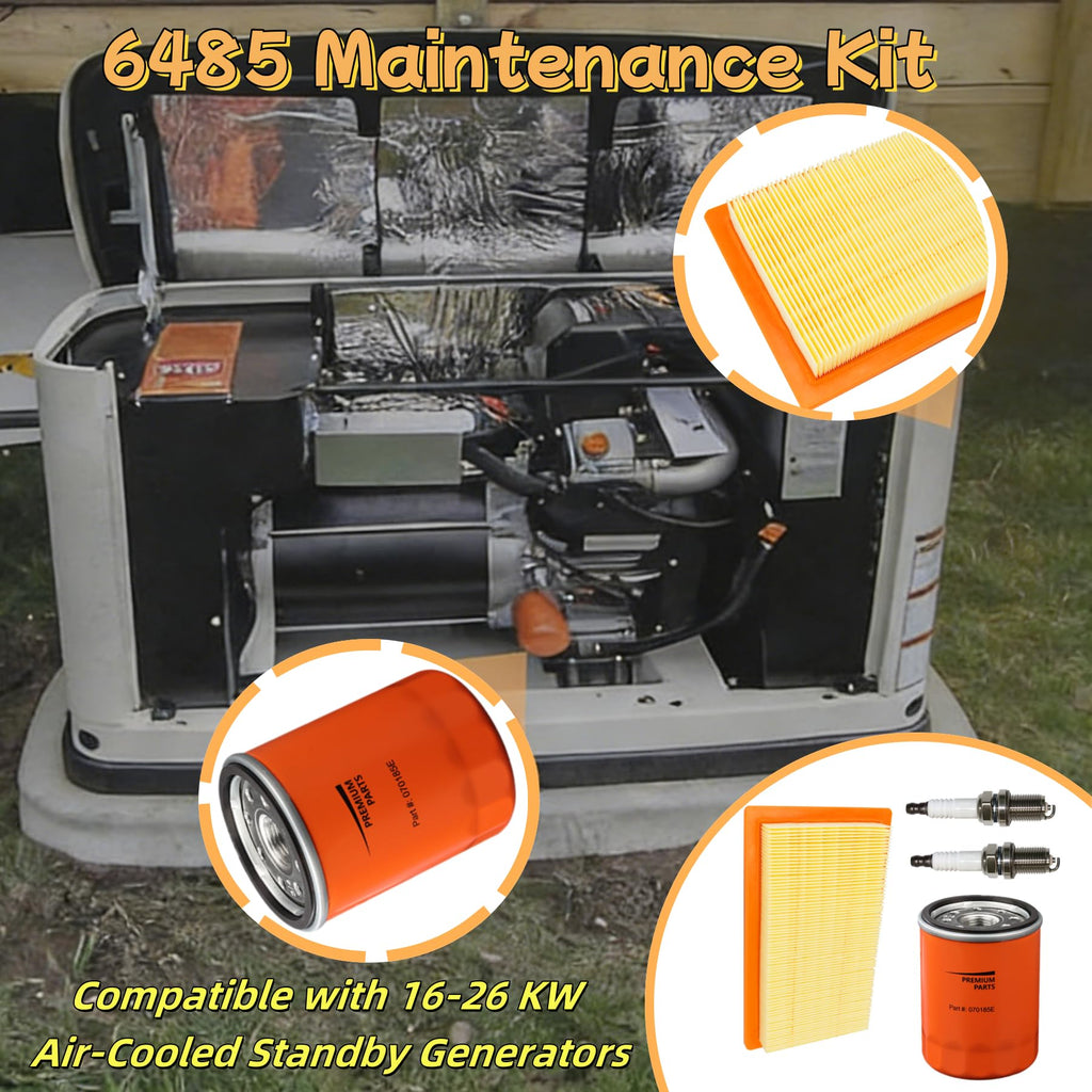 Lvdrwi 6485 Maintenance Kit for Generac 16-26KW Air-Cooled Standby Generators, 999CC Engine - 1 Air Filter, 1 Oil Filter, 2 Spark Plugs