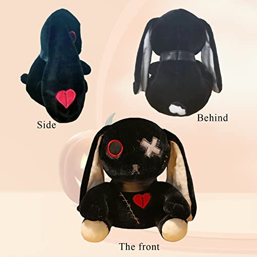 LVQING Black Plush Bunny Toy - 9.8 Inch Scary Rabbit Stuffed Animal for Halloween, Easter, Christmas Gift