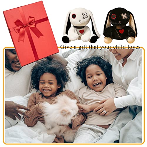 LVQING Black Plush Bunny Toy - 9.8 Inch Scary Rabbit Stuffed Animal for Halloween, Easter, Christmas Gift