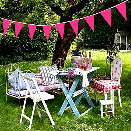 LyButty 100 Feet Pink Pennant Banners - 60 PCS Polyester Bunting Flags for Party Decorations