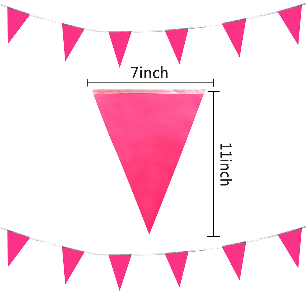 LyButty 100 Feet Pink Pennant Banners - 60 PCS Polyester Bunting Flags for Party Decorations