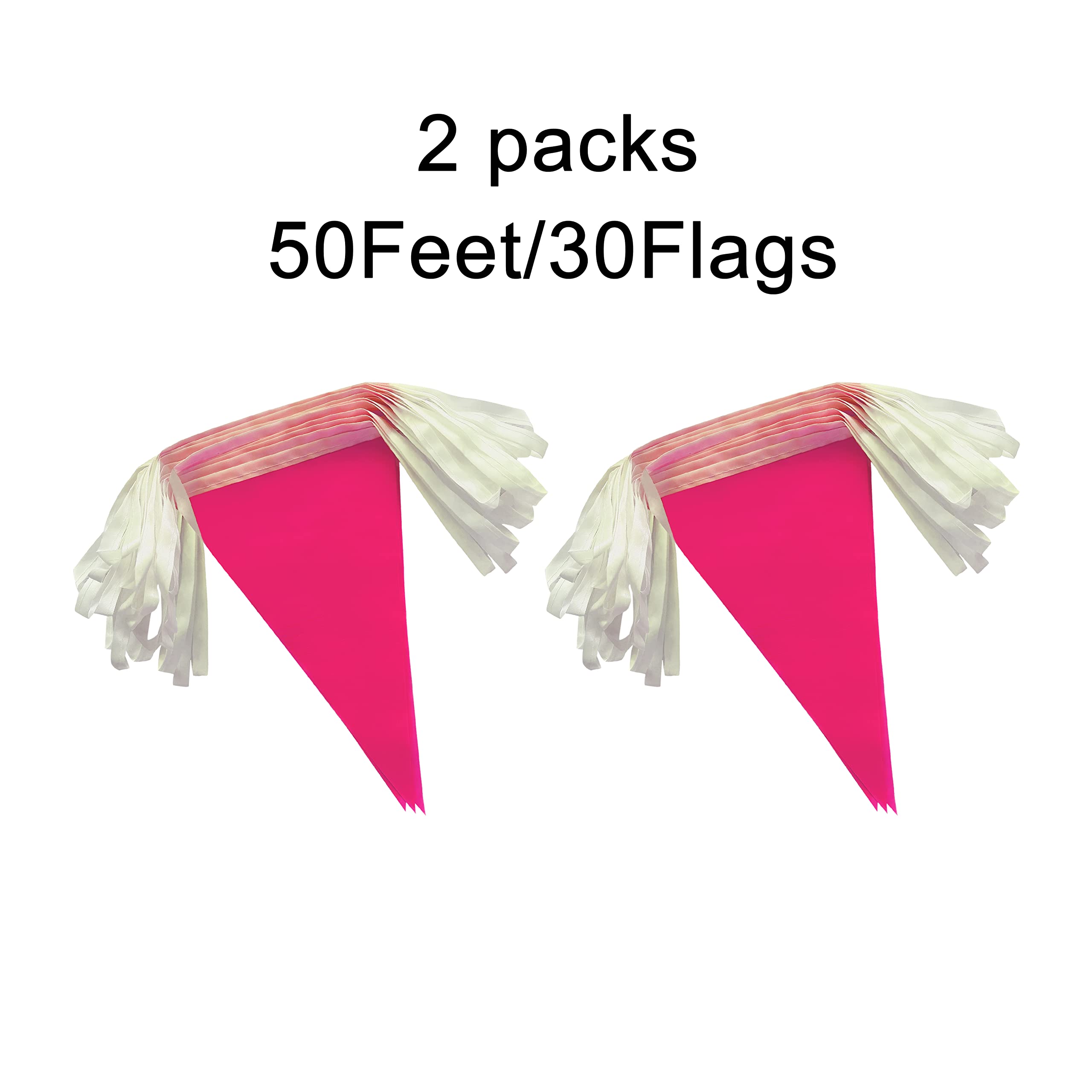 LyButty 100 Feet Pink Pennant Banners - 60 PCS Polyester Bunting Flags for Party Decorations