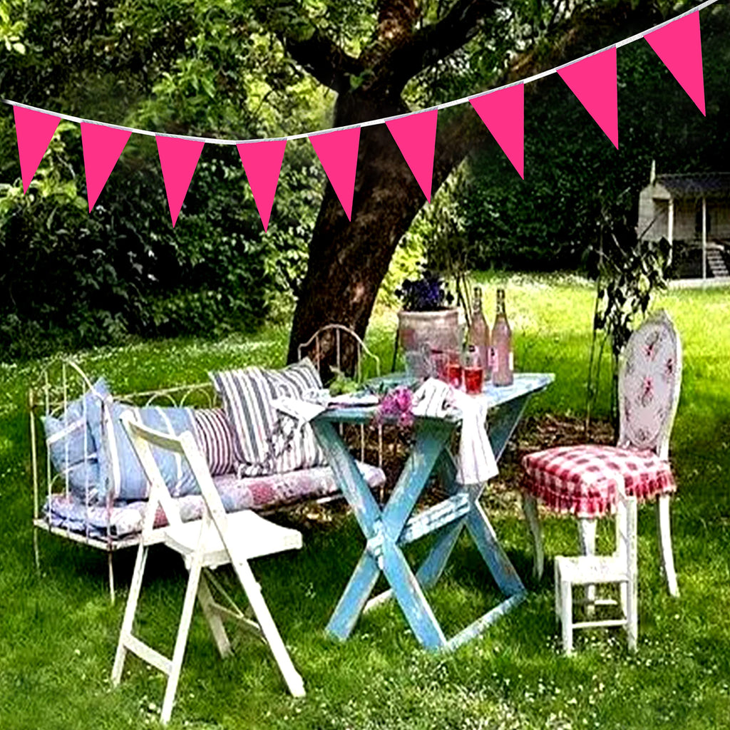 LyButty 100 Feet Pink Pennant Banners - 60 PCS Polyester Bunting Flags for Party Decorations