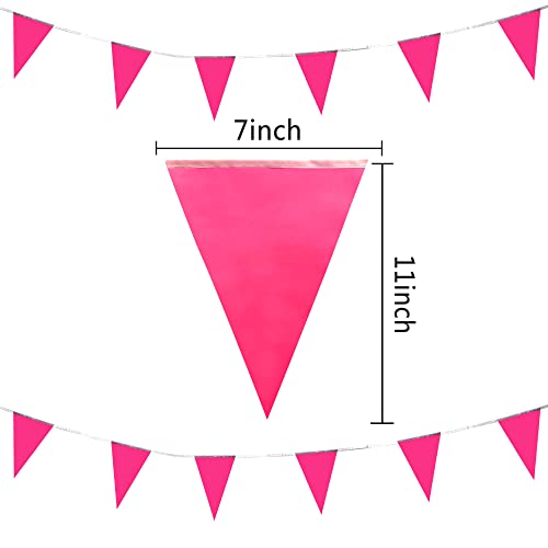 LyButty 100 Feet Pink Pennant Banners - 60 PCS Polyester Bunting Flags for Party Decorations