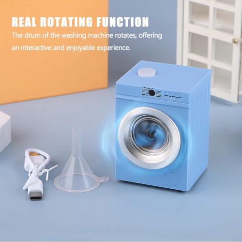 Lynkaye 1:12 Dollhouse Mini Washing Machine Model with Real Rotating Drum - White/Blue Options