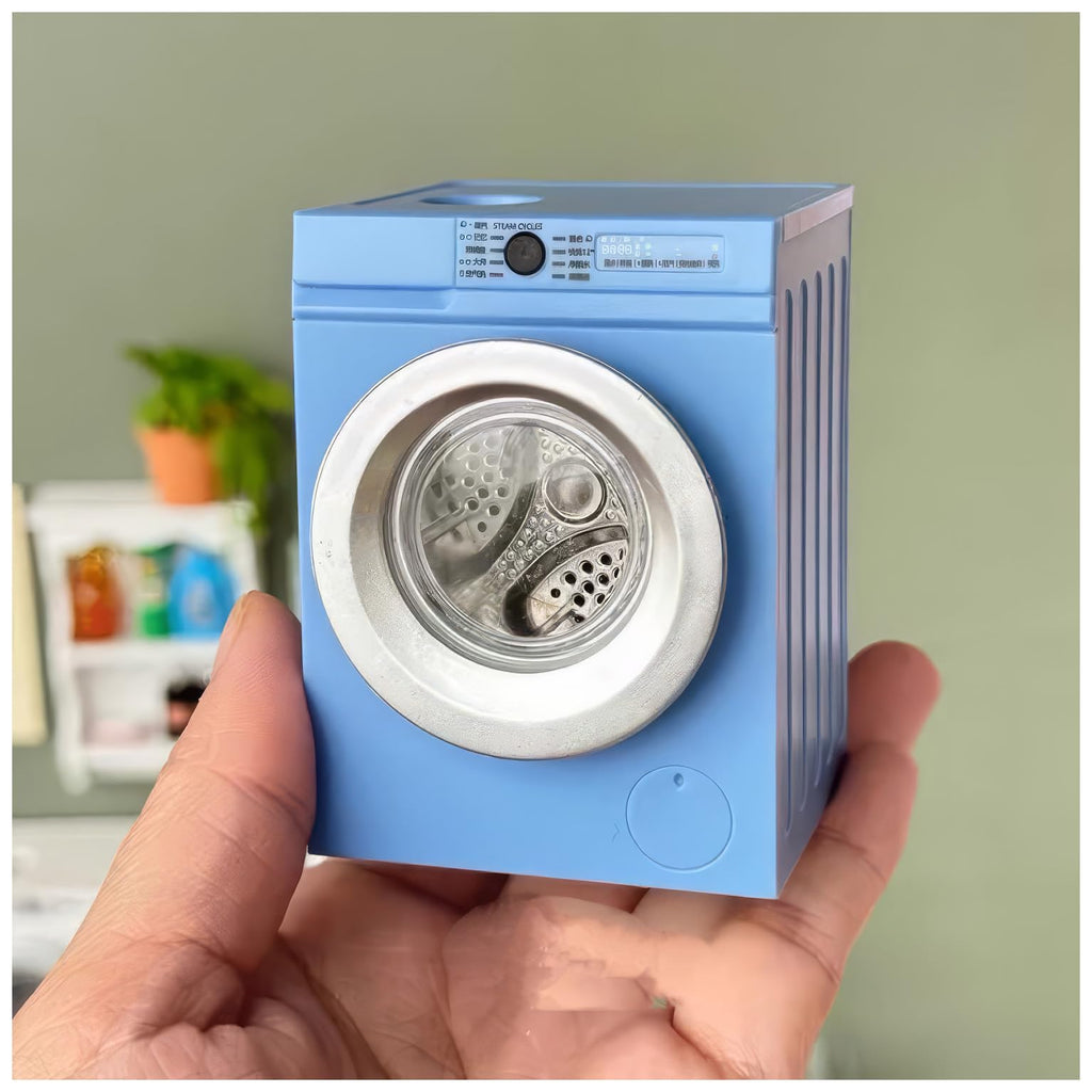 Lynkaye 1:12 Dollhouse Miniature Washing Machine with Rotating Drum - Blue