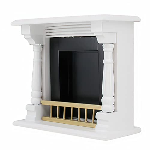 Lynkaye 1:12 Scale Wooden Neoclassical Fireplace for Dollhouse Living Room Decor