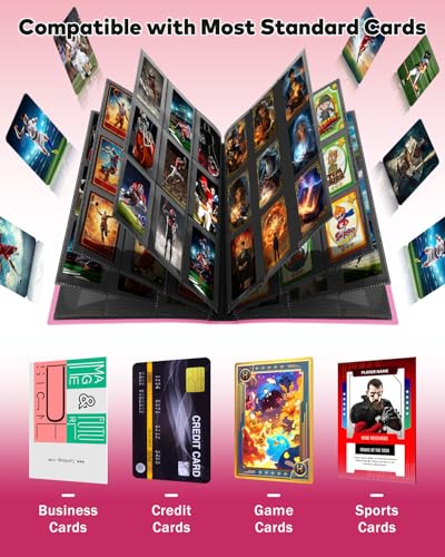 Lzerking Pink Card Binder 2-Pack – 720-Capacity 9-Pocket Side-Loading Album for Sports Cards and K-Pop Photocards