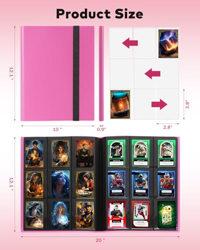 Lzerking Pink Card Binder 2-Pack – 720-Capacity 9-Pocket Side-Loading Album for Sports Cards and K-Pop Photocards