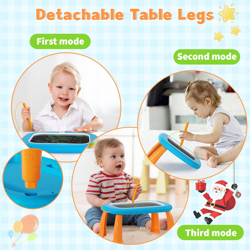 LZZAPJ LCD Writing Tablet for Kids - Blue Doodle Board with Detachable Stand, One-Click Erase, Eye-Safe Screen, Educational Gift for Toddlers 1-5 Years