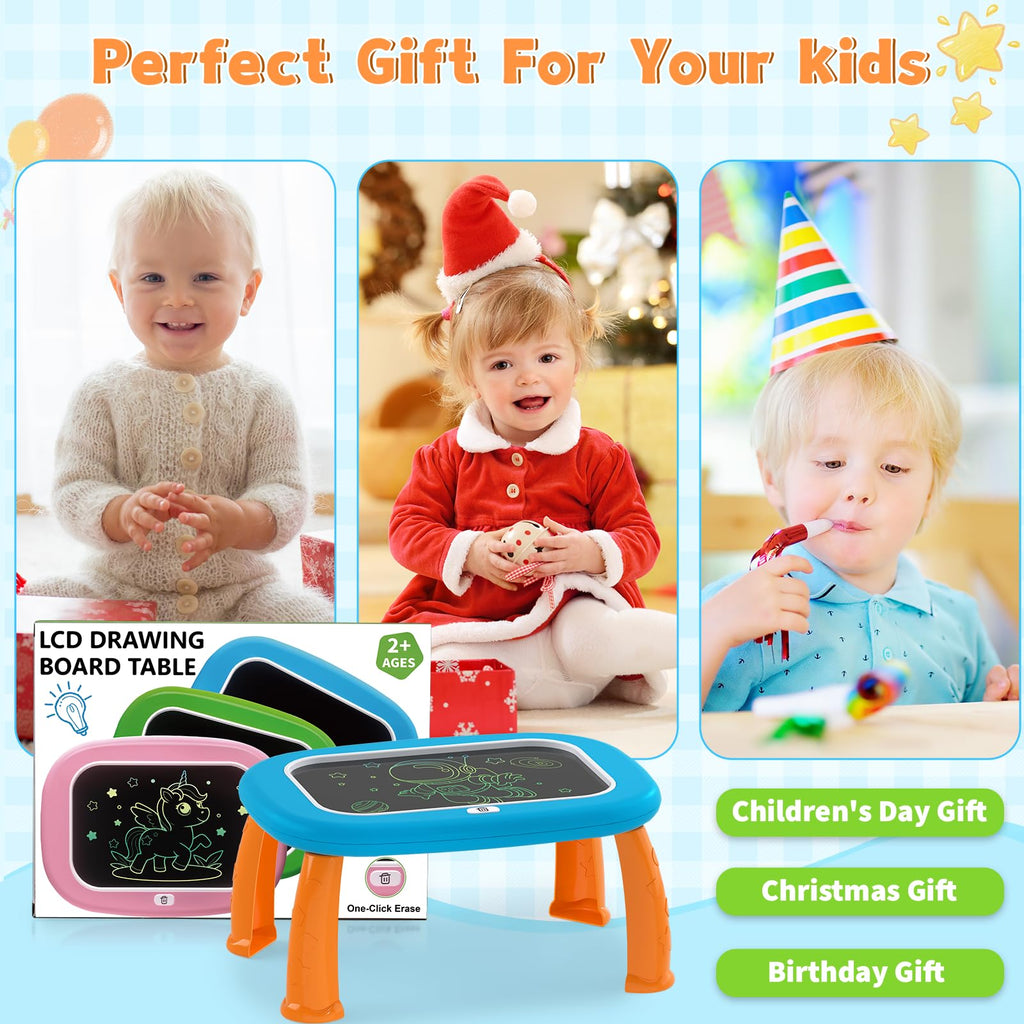 LZZAPJ LCD Writing Tablet for Kids - Blue Doodle Board with Detachable Stand, One-Click Erase, Eye-Safe Screen, Educational Gift for Toddlers 1-5 Years