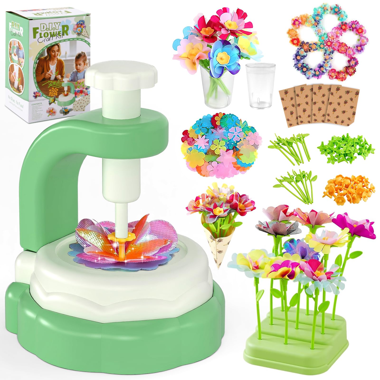 M SANMERSEN DIY Flower Bouquet Craft Kit for Kids Ages 4-12 – Creative Arts & Crafts Set