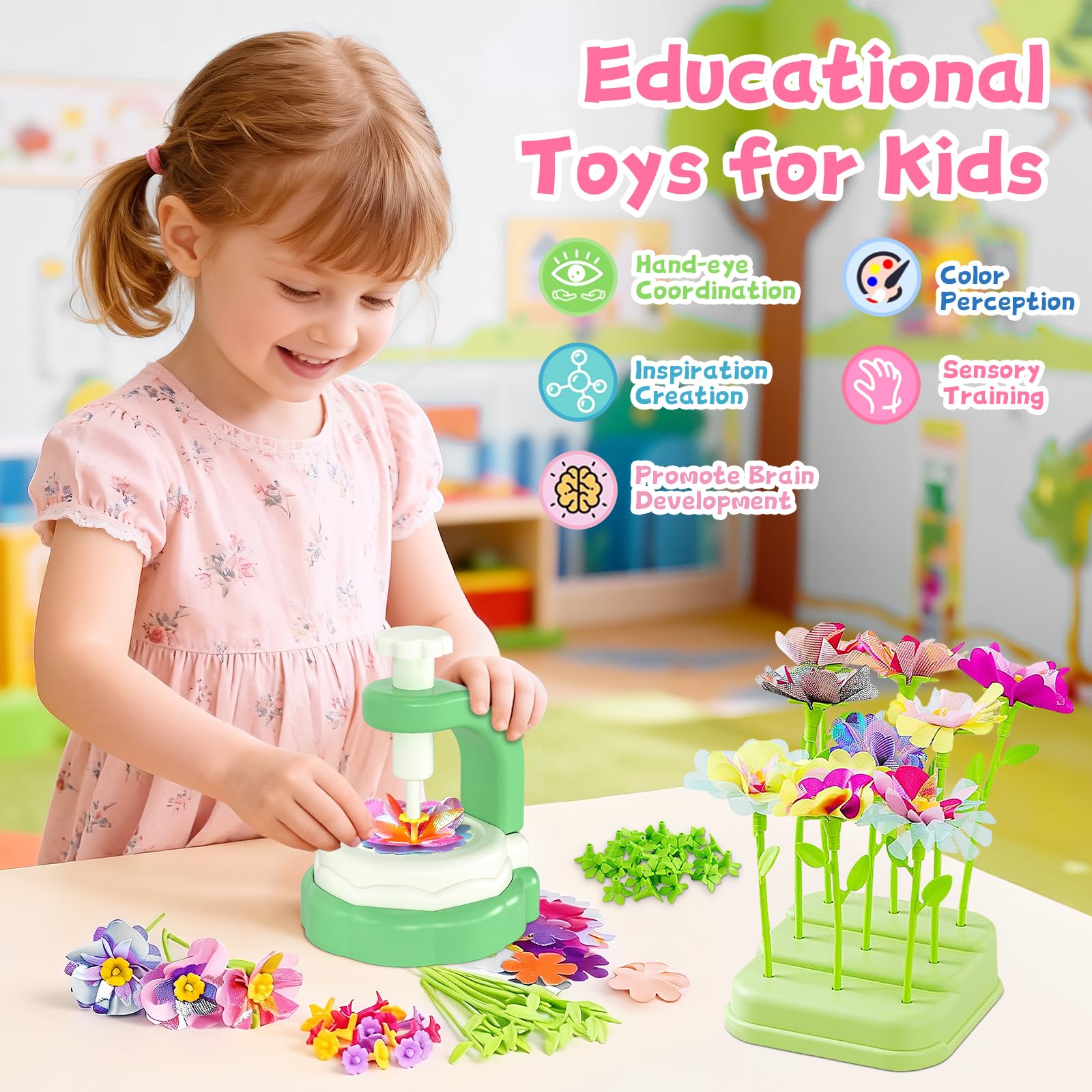 M SANMERSEN DIY Flower Bouquet Craft Kit for Kids Ages 4-12 – Creative Arts & Crafts Set
