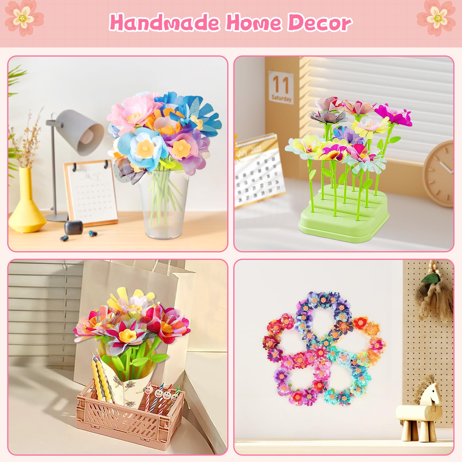 M SANMERSEN DIY Flower Bouquet Craft Kit for Kids Ages 4-12 – Creative Arts & Crafts Set