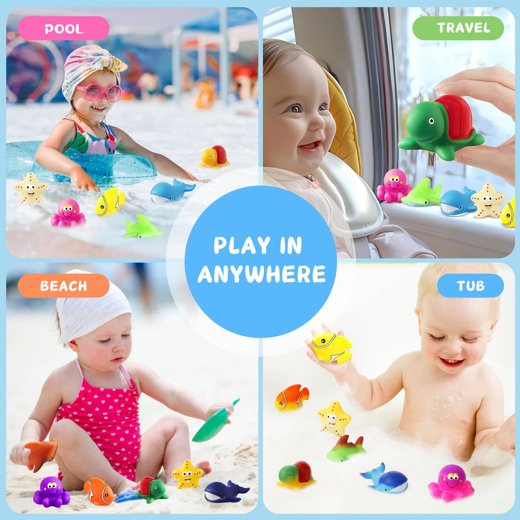 MACALOCA Color Changing No Hole Bath Toys - 6 Sea Animals with Drying Bag