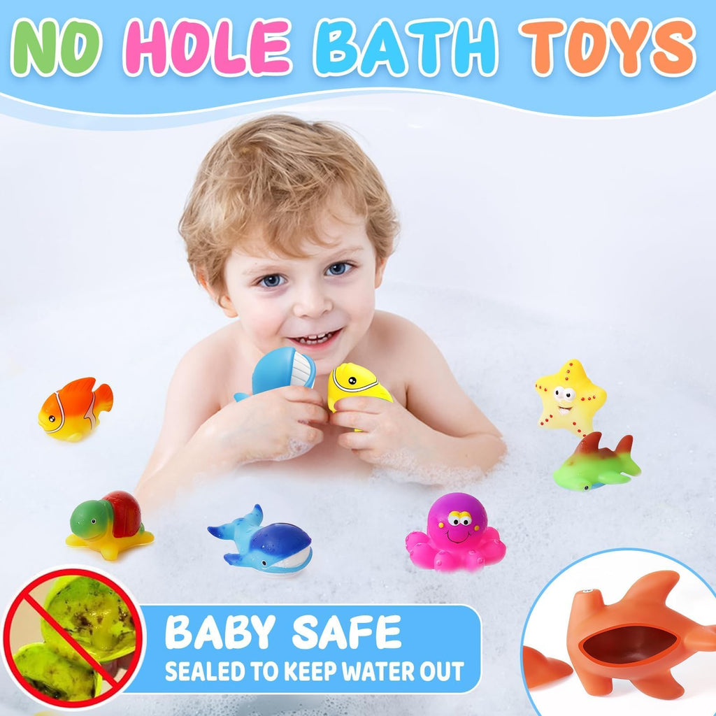 MACALOCA Color Changing No Hole Bath Toys - 6 Sea Animals with Drying Bag