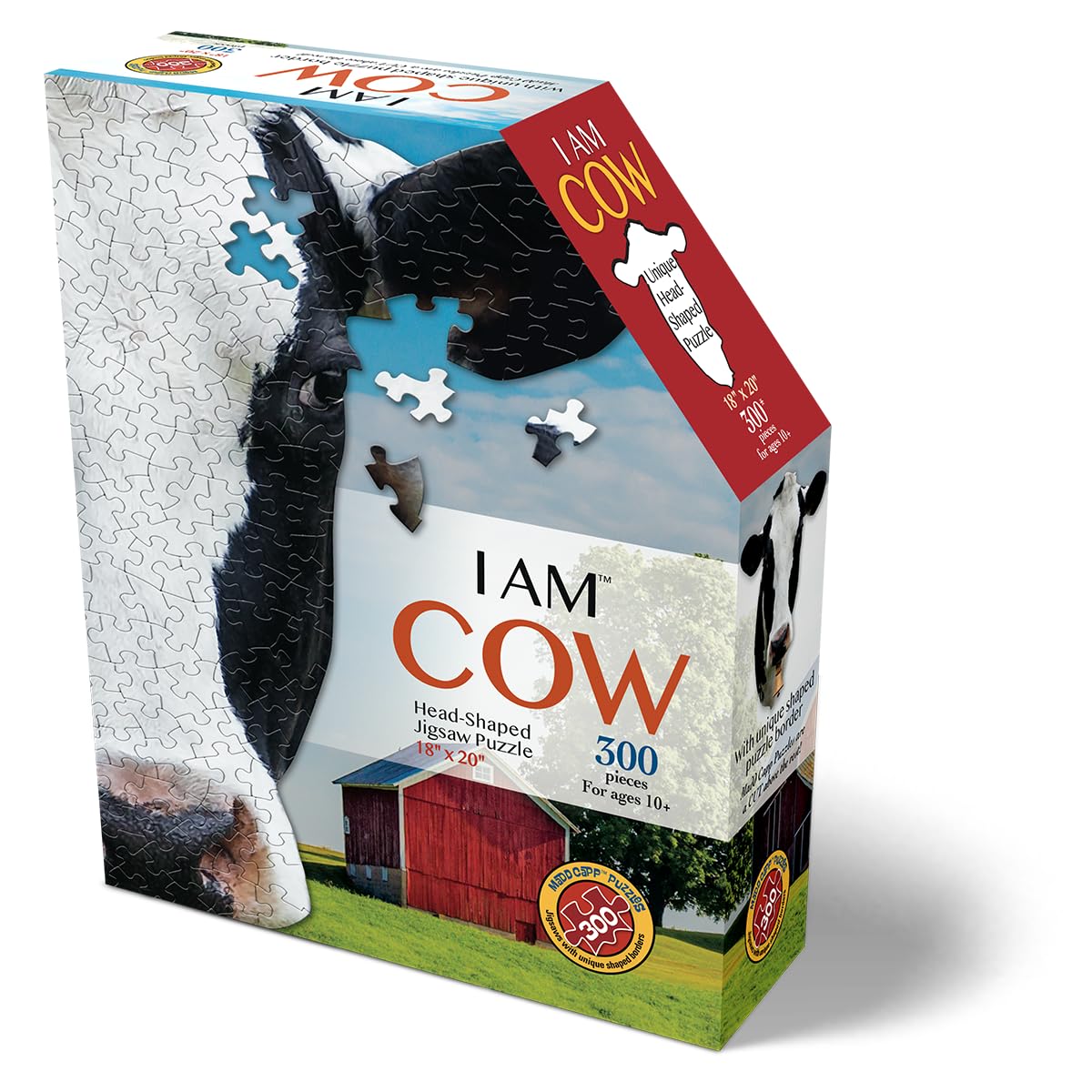 Madd Capp I AM Cow 300-Piece Animal Shaped Jigsaw Puzzle – 18x20 Inches