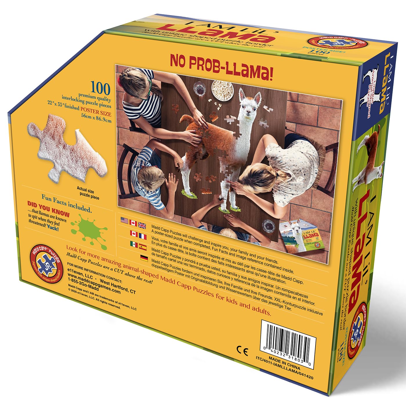 Madd Capp LiL' LLAMA 100-Piece Animal-Shaped Jigsaw Puzzle – Oversized Pieces, Poster Size 22x33 inches, Ages 5+