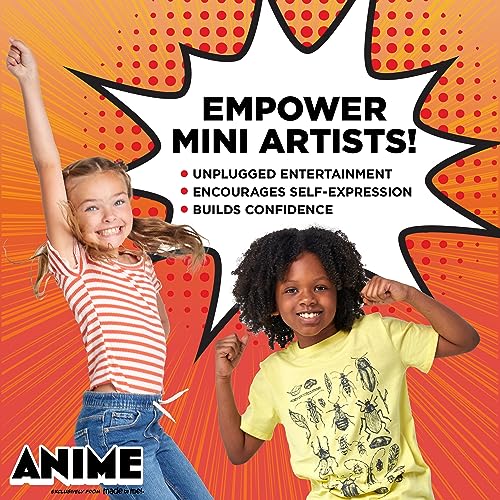 Made By Me Anime Artist Pad – 28-Page Manga Coloring Book with Colored Pencils, Stickers & Stencils