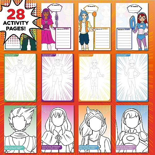 Made By Me Anime Artist Pad – 28-Page Manga Coloring Book with Colored Pencils, Stickers & Stencils
