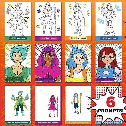 Made By Me Anime Artist Pad – 28-Page Manga Coloring Book with Colored Pencils, Stickers & Stencils