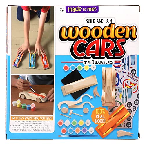 Made By Me Build & Paint Your Own Wooden Toy Cars – DIY Craft Kit for Kids Ages 7+