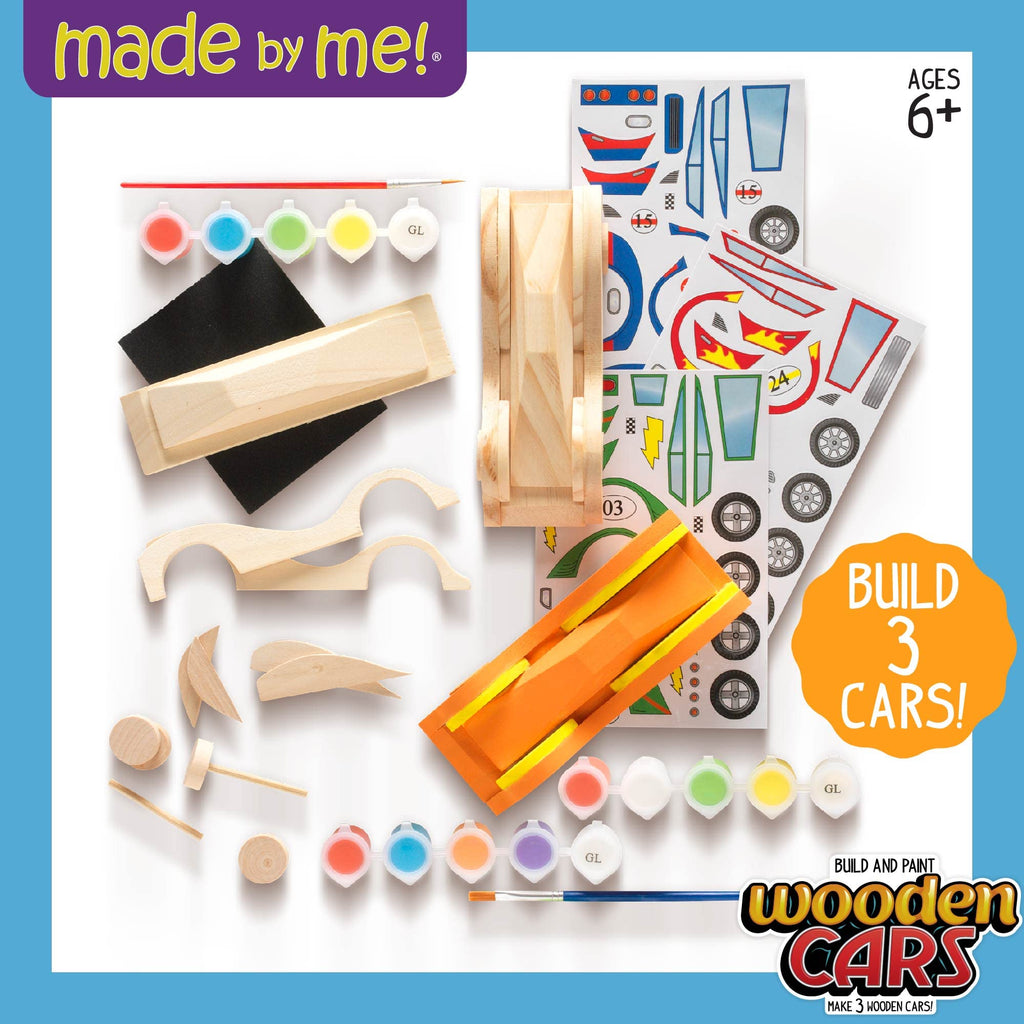 Made By Me Build & Paint Your Own Wooden Toy Cars – DIY Craft Kit for Kids Ages 7+