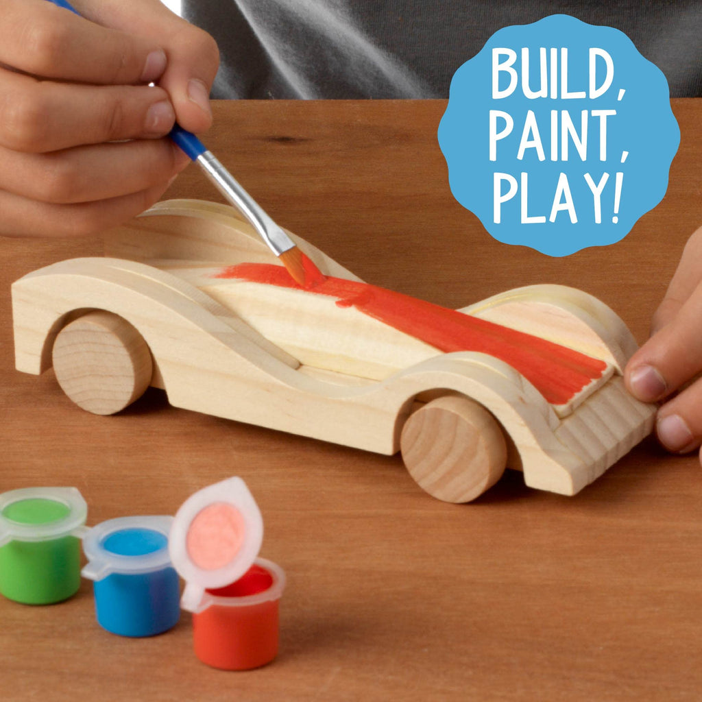 Made By Me Build & Paint Your Own Wooden Toy Cars – DIY Craft Kit for Kids Ages 7+