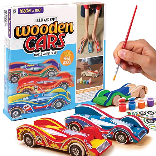 Made By Me Build & Paint Your Own Wooden Toy Cars – DIY Craft Kit for Kids Ages 7+