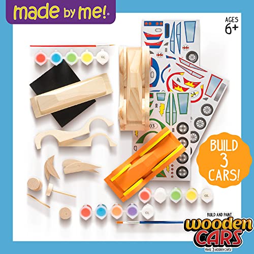 Made By Me Build & Paint Your Own Wooden Toy Cars – DIY Craft Kit for Kids Ages 7+