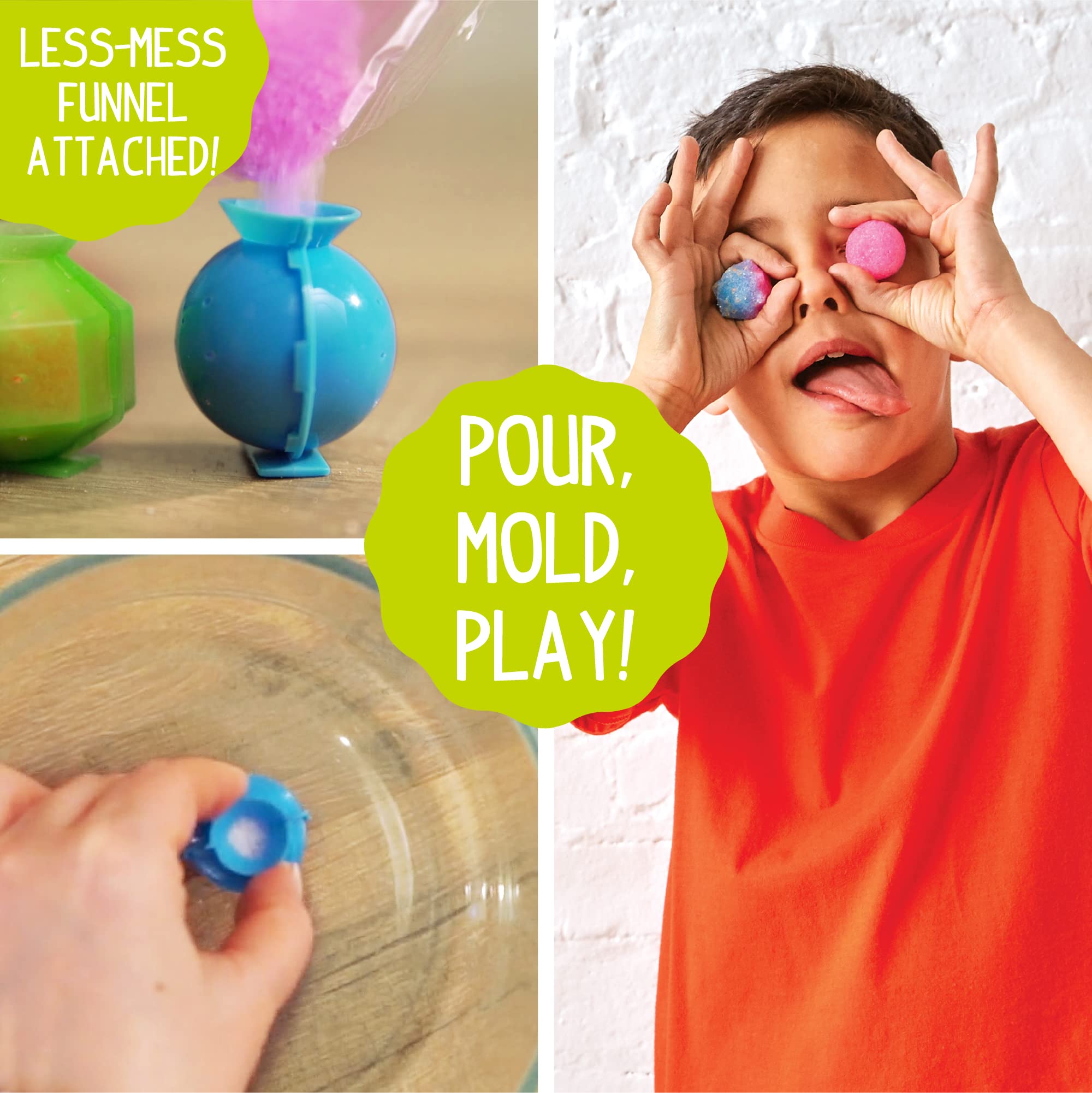 Made By Me Glow-in-the-Dark Power Balls Kit – Make 18 Bouncy Crystal Balls with Molds & Instructions