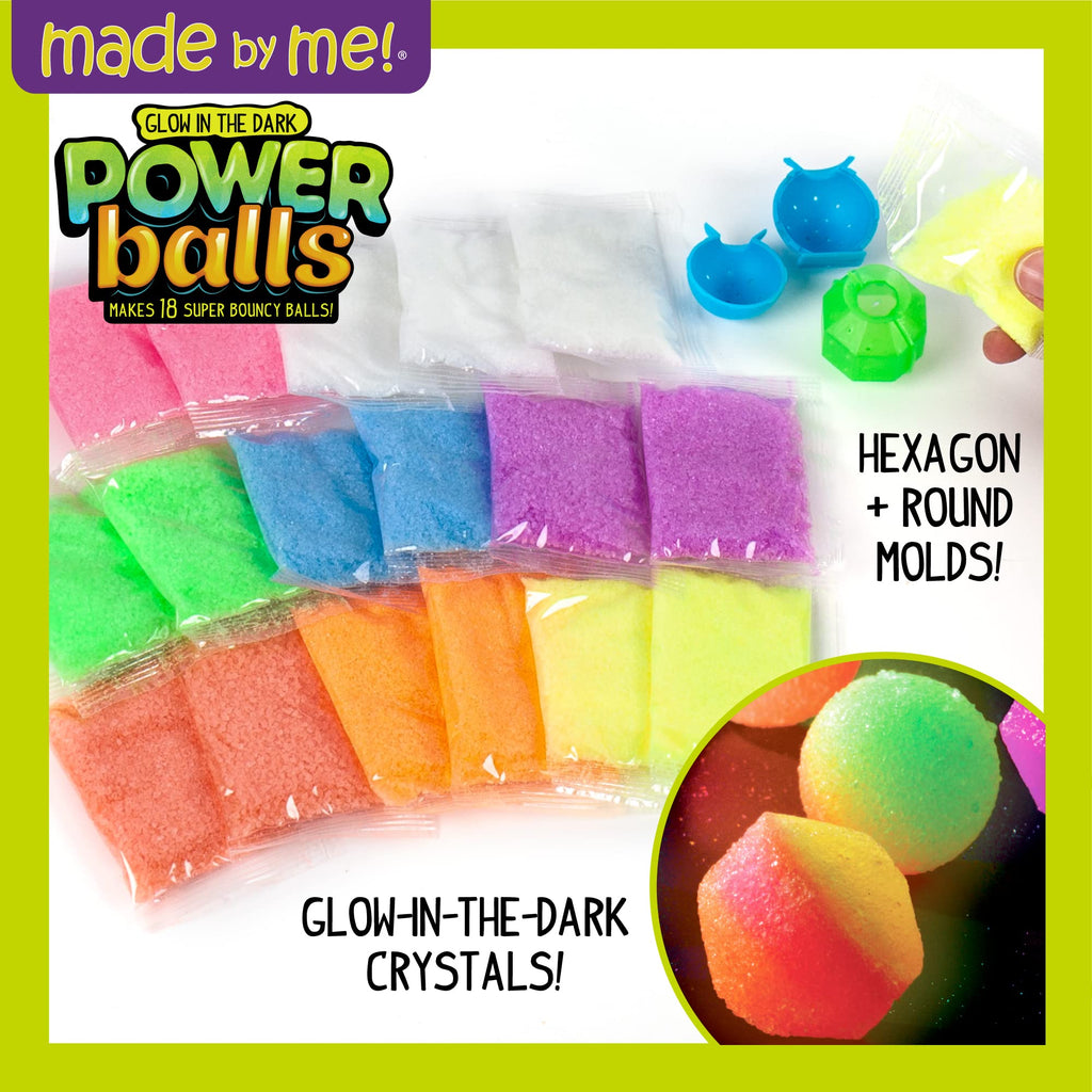 Made By Me Glow-in-the-Dark Power Balls Kit – Make 18 Bouncy Crystal Balls with Molds & Instructions