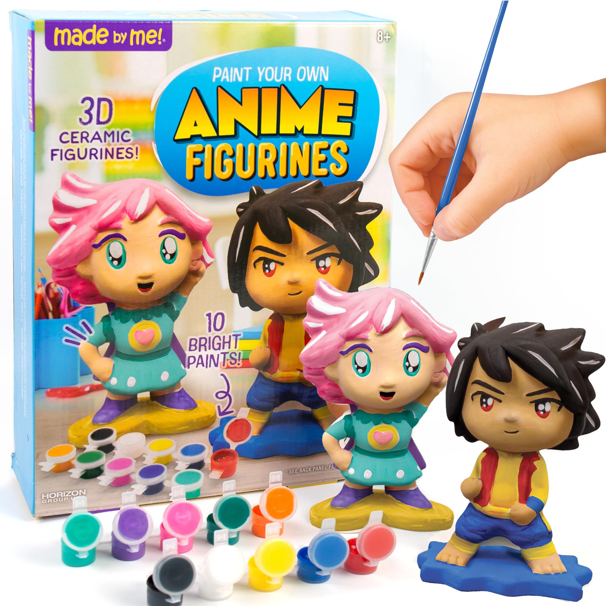 Made By Me Paint Your Own Anime Figurines Kit – 2 Ceramic Characters & 10 Acrylic Paints