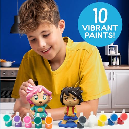 Made By Me Paint Your Own Anime Figurines Kit – 2 Ceramic Characters & 10 Acrylic Paints