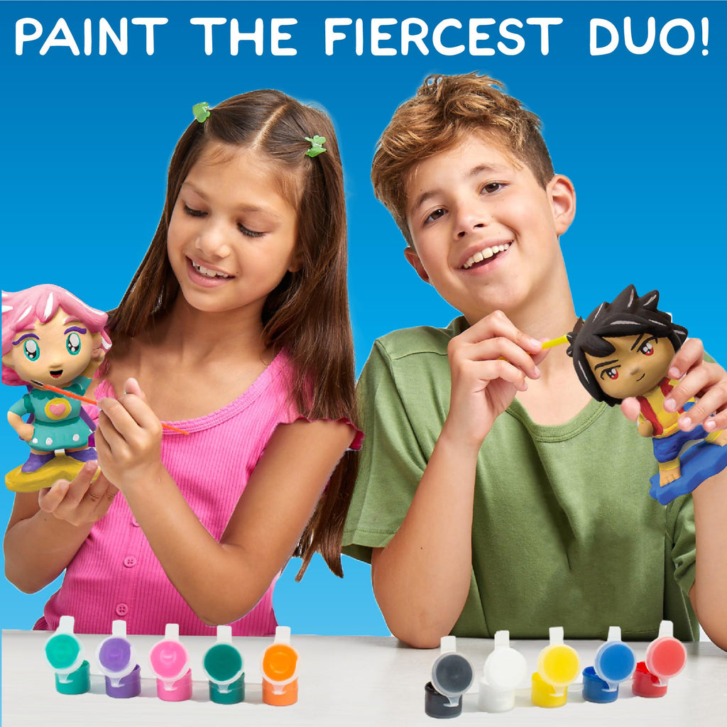 Made By Me Paint Your Own Anime Figurines Kit – 2 Ceramic Characters & 10 Acrylic Paints