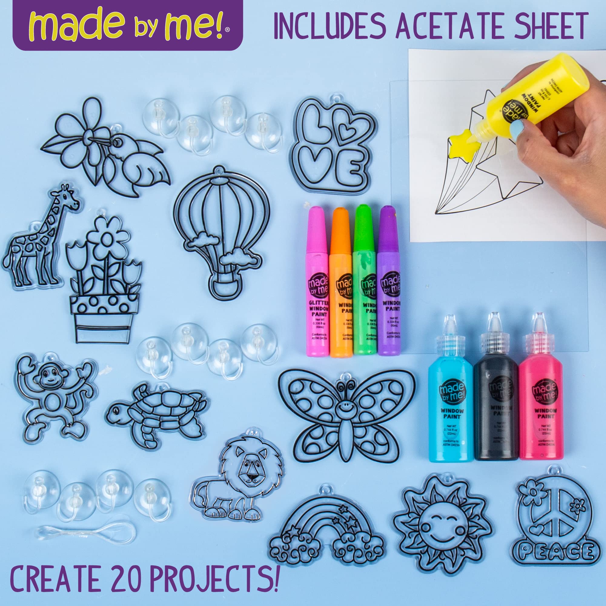 Made By Me Window Art Kit – Paint 12 Suncatchers & Make Custom Clings