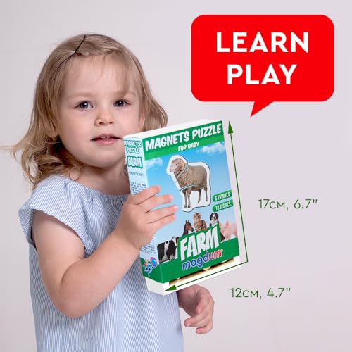 magdum Magnetic Farm Puzzle for Toddlers – 6 Large Animal Puzzles (18 Pieces) for Fridge or Travel