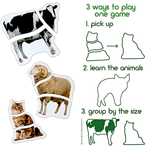 magdum Magnetic Farm Puzzle for Toddlers – 6 Large Animal Puzzles (18 Pieces) for Fridge or Travel