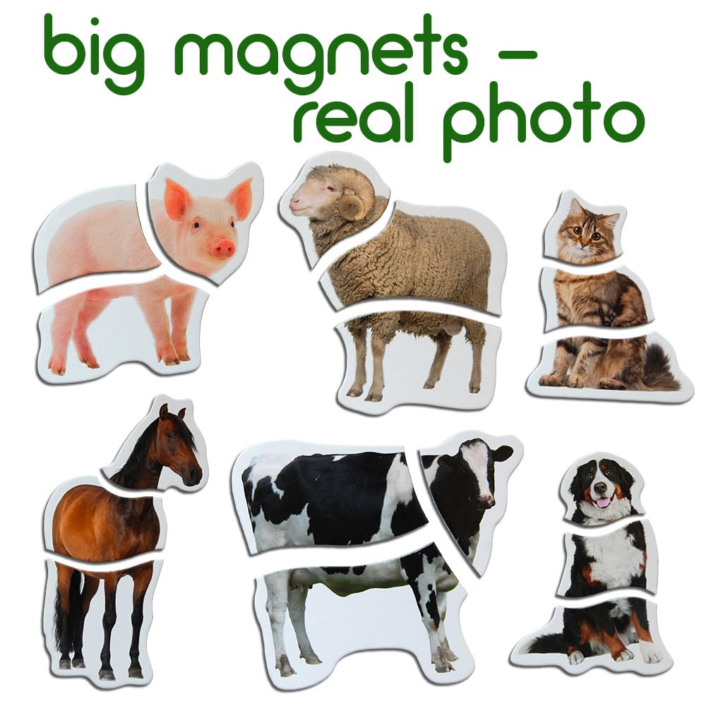 magdum Magnetic Farm Puzzle for Toddlers – 6 Large Animal Puzzles (18 Pieces) for Fridge or Travel