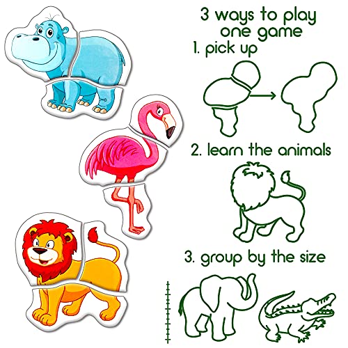Magdum Magnetic Puzzles for Toddlers – 18 Large Fridge Magnet Pieces in 6 Animal Designs, Travel-Friendly Educational Toy for Kids Ages 3+