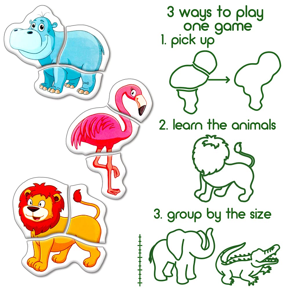 Magdum Magnetic Puzzles for Toddlers – 18 Large Fridge Magnet Pieces in 6 Animal Designs, Travel-Friendly Educational Toy for Kids Ages 3+