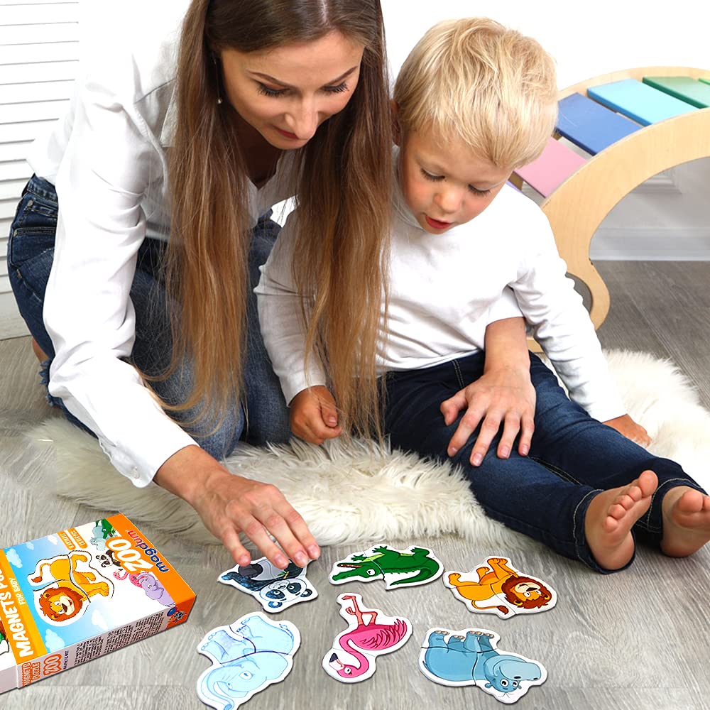 Magdum Magnetic Puzzles for Toddlers – 18 Large Fridge Magnet Pieces in 6 Animal Designs, Travel-Friendly Educational Toy for Kids Ages 3+
