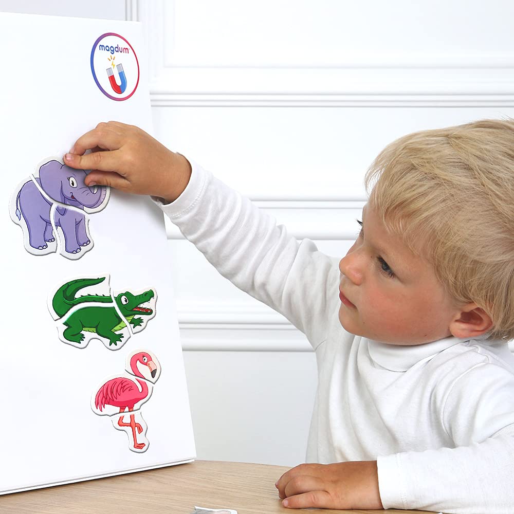 Magdum Magnetic Puzzles for Toddlers – 18 Large Fridge Magnet Pieces in 6 Animal Designs, Travel-Friendly Educational Toy for Kids Ages 3+