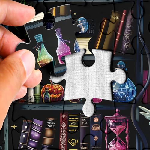 Magic Book Library 1000-Piece Halloween Puzzle – Spooky Bookshelf Jigsaw for Adults