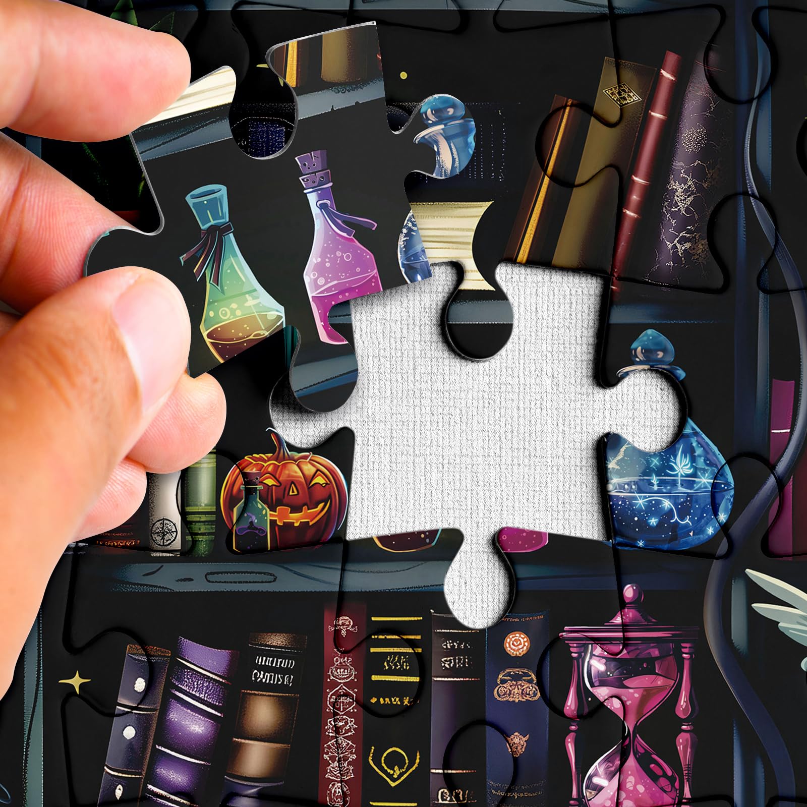 Magic Book Library 1000-Piece Halloween Puzzle – Spooky Bookshelf Jigsaw for Adults