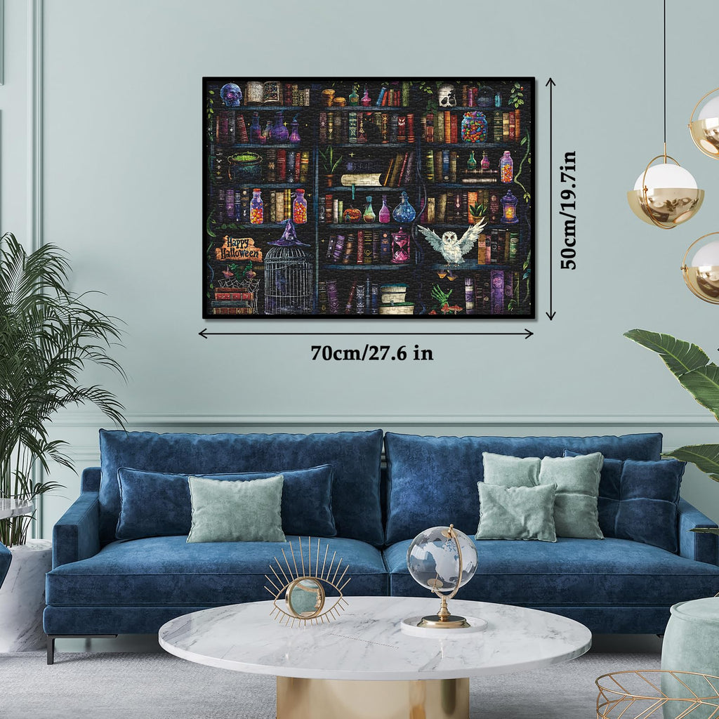 Magic Book Library 1000-Piece Halloween Puzzle – Spooky Bookshelf Jigsaw for Adults