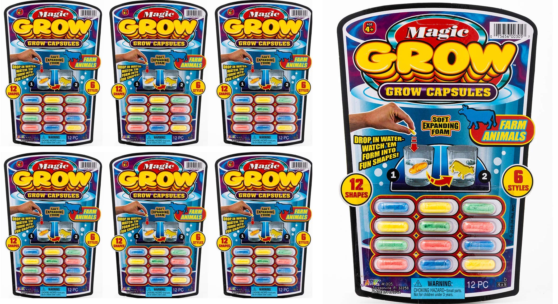 Magic Grow Capsules (72 Count) – Water Expanding Sea Creatures, Dinosaurs, Farm Animals by JA-RU